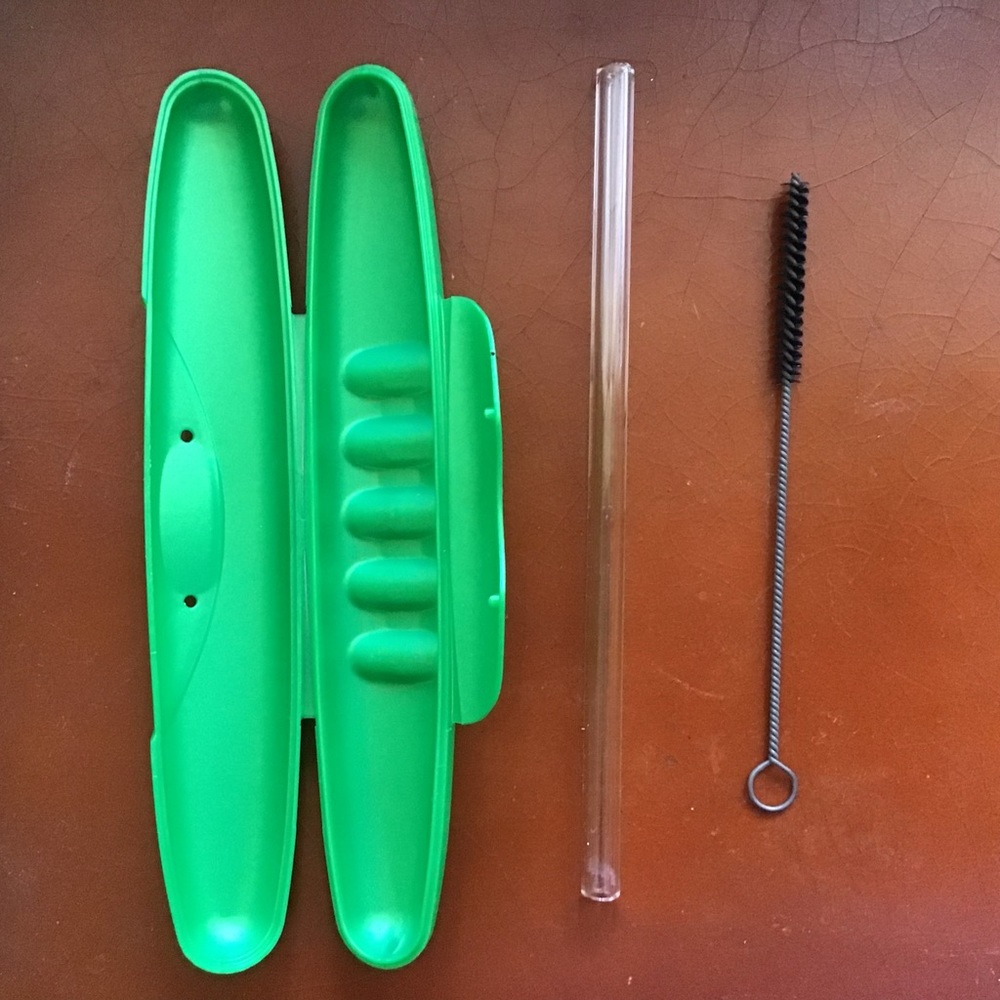 1 Glass Straw Set Travel Case Cleaning Brush Radius Non Toxic Health Environment